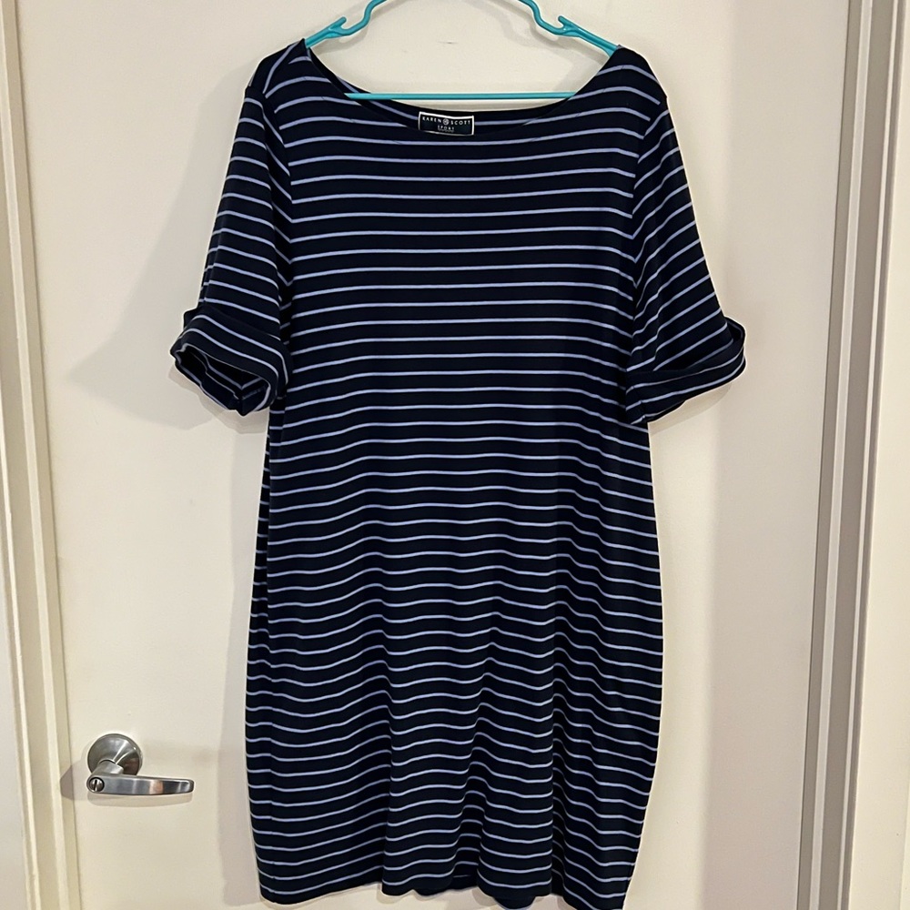 Karen Scott Striped Casual Dress - Picture 1 of 4
